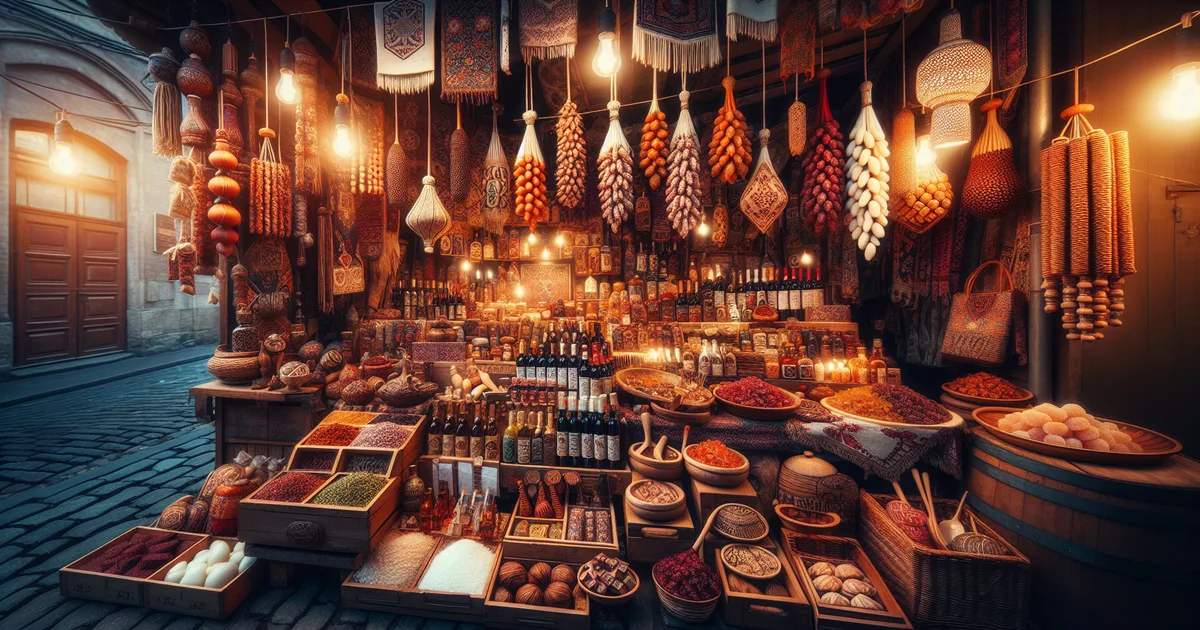 Georgia souvenirs — wine, churchkhela, spices