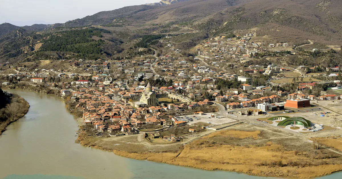 Mtskheta and Svetitskhoveli Cathedral at the river confluence