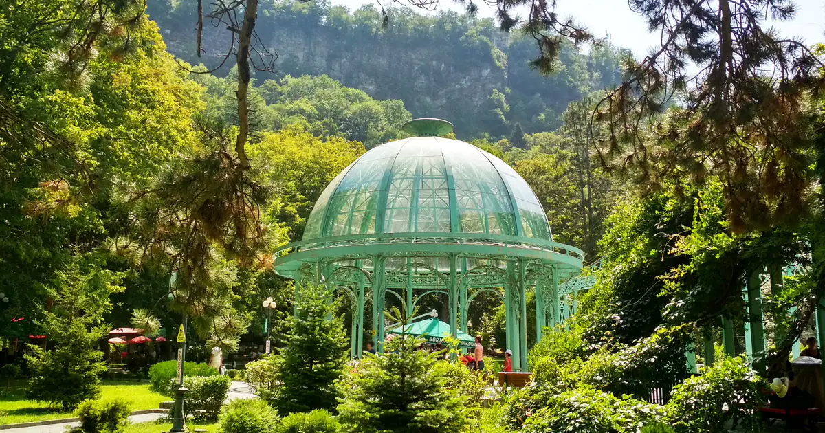 Main spring pavilion in Borjomi Central Park
