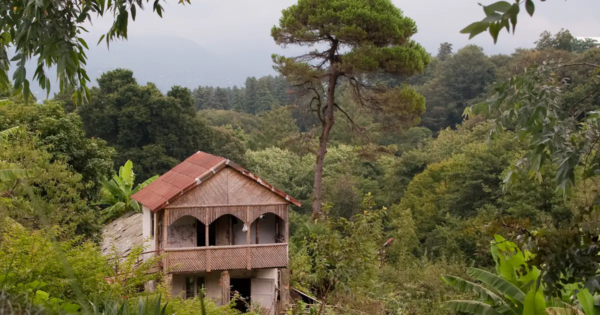 Wooden house in the Batumi Botanical Garden