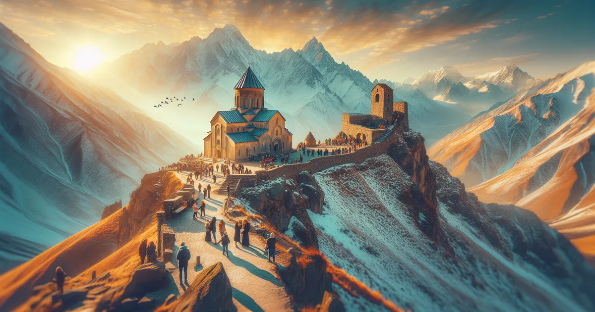 Things to see in Kazbegi — Gergeti Trinity Church and the mountains