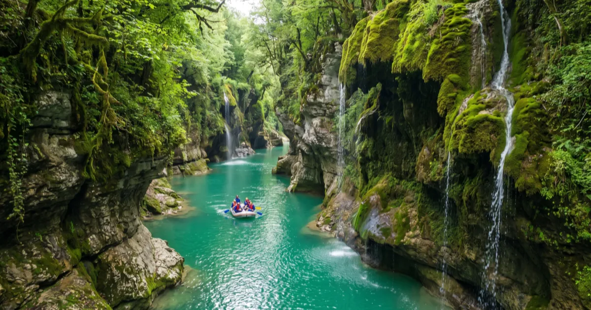 Emerald river of Martvili Canyon