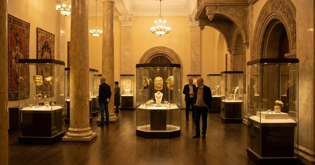 Museum hall in Tbilisi with Colchis gold