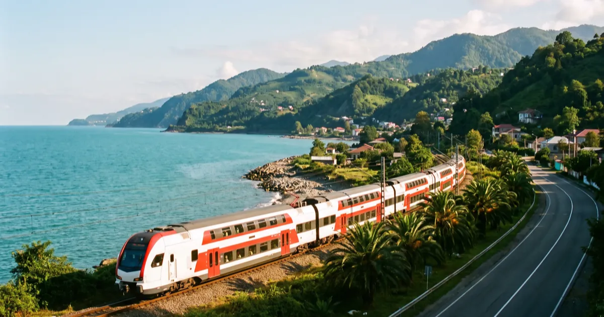 Tbilisi to Batumi double-decker train by the Black Sea