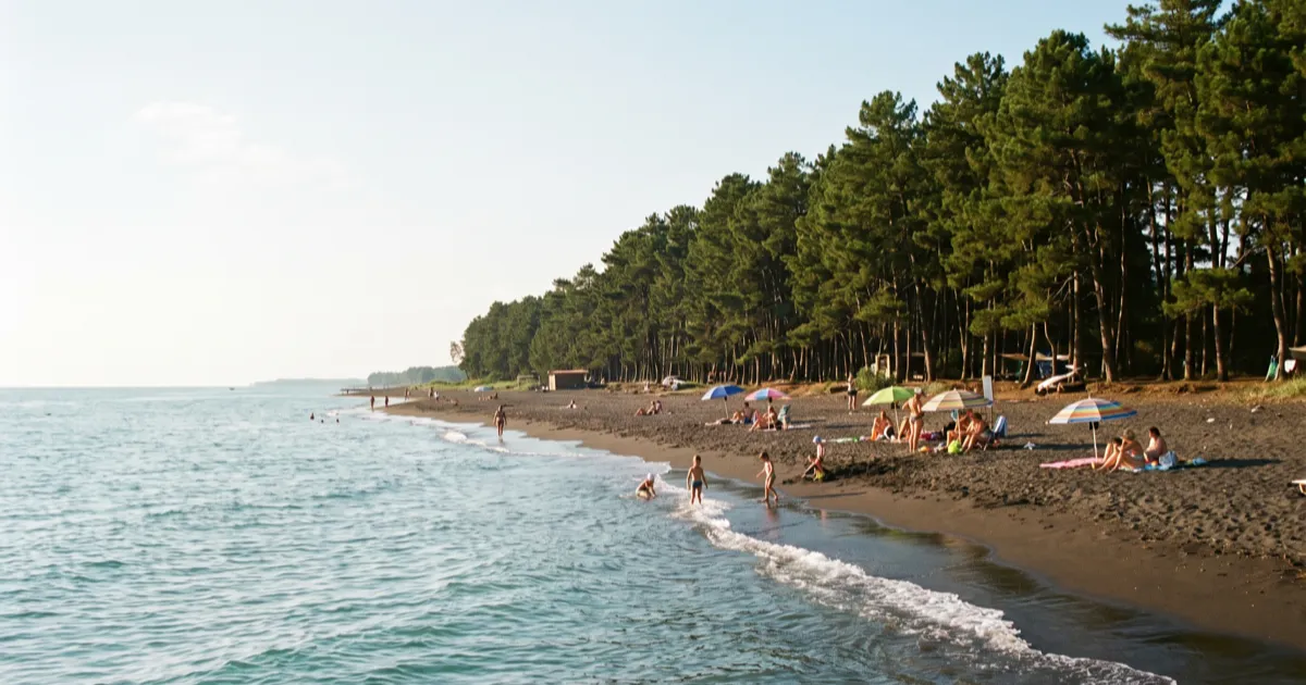 Black magnetic sand at Ureki beach
