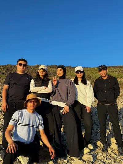 Tourist group at Kazbegi summit